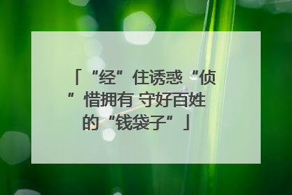 “经”住诱惑“侦”惜拥有 守好百姓的“钱袋子”