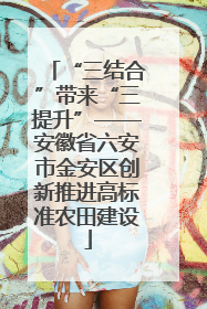 “三结合”带来“三提升”——安徽省六安市金安区创新推进高标准农田建设