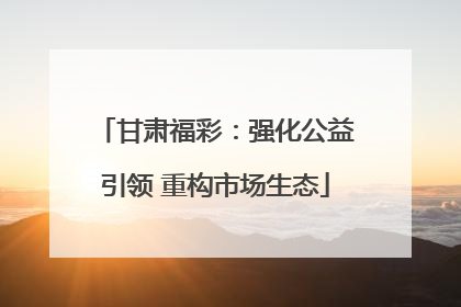 甘肃福彩：强化公益引领 重构市场生态