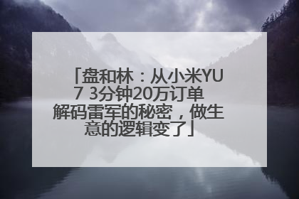 盘和林：从小米YU7 3分钟20万订单解码雷军的秘密，做生意的逻辑变了