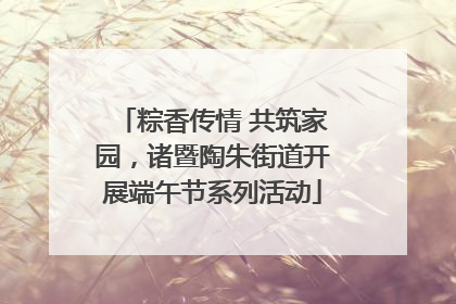 粽香传情 共筑家园，诸暨陶朱街道开展端午节系列活动