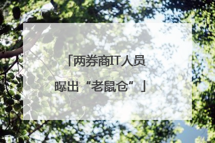 两券商IT人员曝出“老鼠仓”