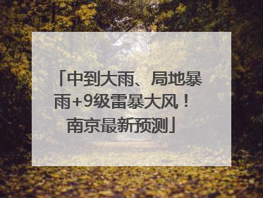 中到大雨、局地暴雨+9级雷暴大风！南京最新预测