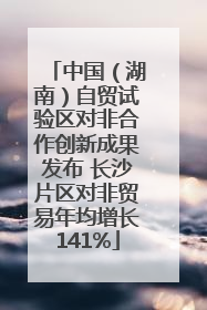 中国（湖南）自贸试验区对非合作创新成果发布 长沙片区对非贸易年均增长141%