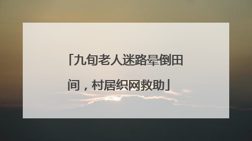九旬老人迷路晕倒田间，村居织网救助