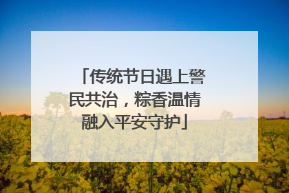 传统节日遇上警民共治，粽香温情融入平安守护