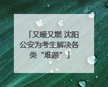 又暖又燃 沈阳公安为考生解决各类“难题”