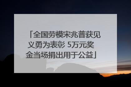 全国劳模宋兆普获见义勇为表彰 5万元奖金当场捐出用于公益