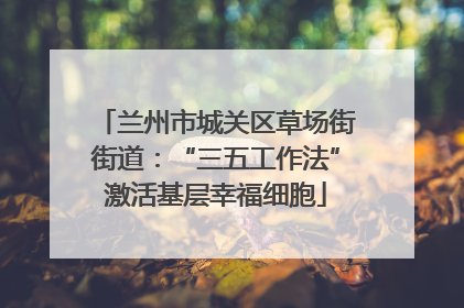 兰州市城关区草场街街道：“三五工作法”激活基层幸福细胞