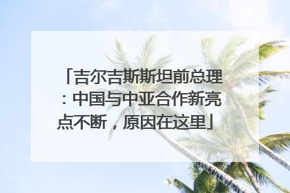 吉尔吉斯斯坦前总理：中国与中亚合作新亮点不断，原因在这里