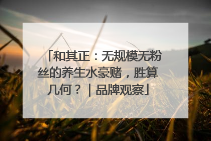和其正：无规模无粉丝的养生水豪赌，胜算几何？｜品牌观察