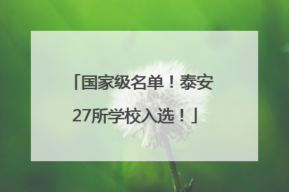国家级名单！泰安27所学校入选！
