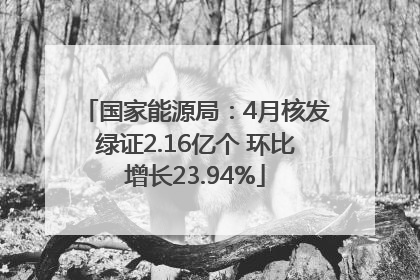 国家能源局：4月核发绿证2.16亿个 环比增长23.94%