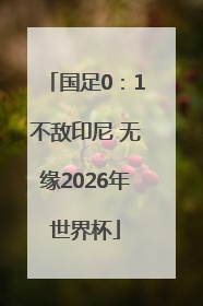 国足0：1不敌印尼 无缘2026年世界杯
