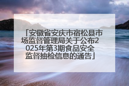 安徽省安庆市宿松县市场监督管理局关于公布2025年第3期食品安全监督抽检信息的通告