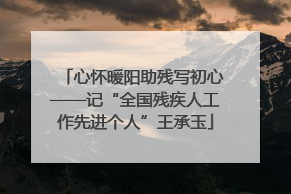 心怀暖阳助残写初心——记“全国残疾人工作先进个人”王承玉