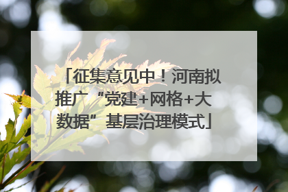 征集意见中！河南拟推广“党建+网格+大数据”基层治理模式