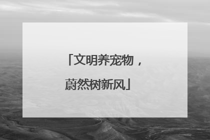 文明养宠物，蔚然树新风