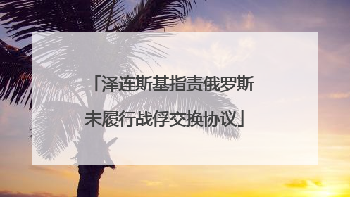泽连斯基指责俄罗斯未履行战俘交换协议