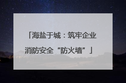 海盐于城：筑牢企业消防安全“防火墙”
