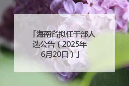 海南省拟任干部人选公告（2025年6月20日）