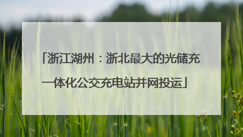 浙江湖州：浙北最大的光储充一体化公交充电站并网投运