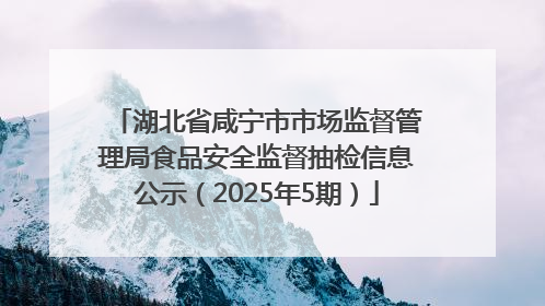 湖北省咸宁市市场监督管理局食品安全监督抽检信息公示（2025年5期）