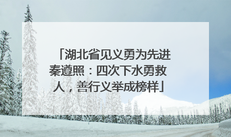 湖北省见义勇为先进秦遵照：四次下水勇救人，善行义举成榜样