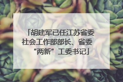 胡建军已任江苏省委社会工作部部长、省委“两新”工委书记