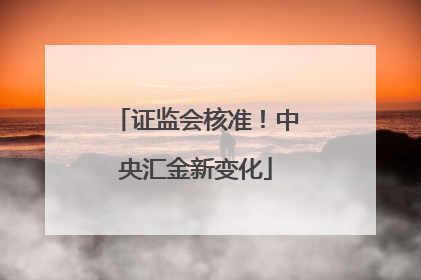 证监会核准！中央汇金新变化