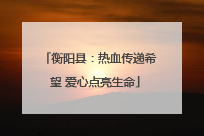 衡阳县：热血传递希望 爱心点亮生命