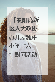襄阳高新区人大政协办开展魏庄小学“六一”慰问活动