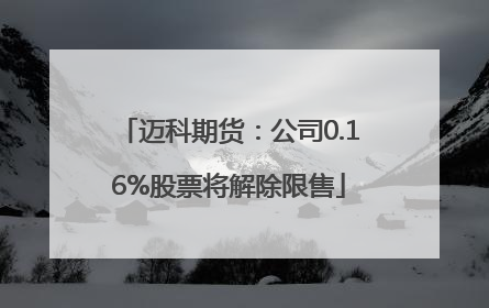 迈科期货：公司0.16%股票将解除限售