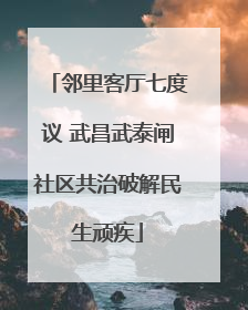邻里客厅七度议 武昌武泰闸社区共治破解民生顽疾