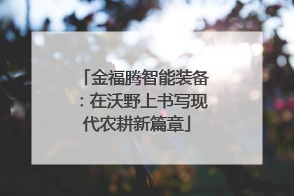 金福腾智能装备：在沃野上书写现代农耕新篇章
