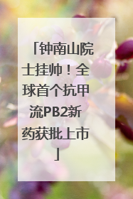 钟南山院士挂帅！全球首个抗甲流PB2新药获批上市