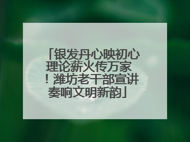 银发丹心映初心 理论薪火传万家！潍坊老干部宣讲奏响文明新韵