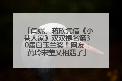 闫妮、蒋欣凭借《小巷人家》双双提名第30届白玉兰奖！网友：黄玲宋莹又相遇了