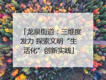龙泉街道：三维度发力 探索文明“生活化”创新实践