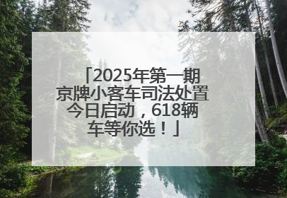 2025年第一期京牌小客车司法处置今日启动，618辆车等你选！
